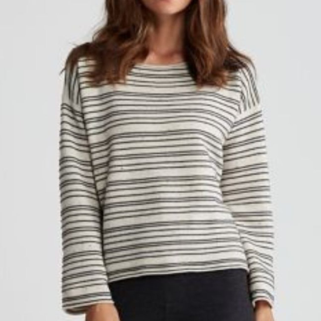 Nwt Eileen Fisher Maple Oat Peppered Organic Cotton/Wool Boat Neck Top